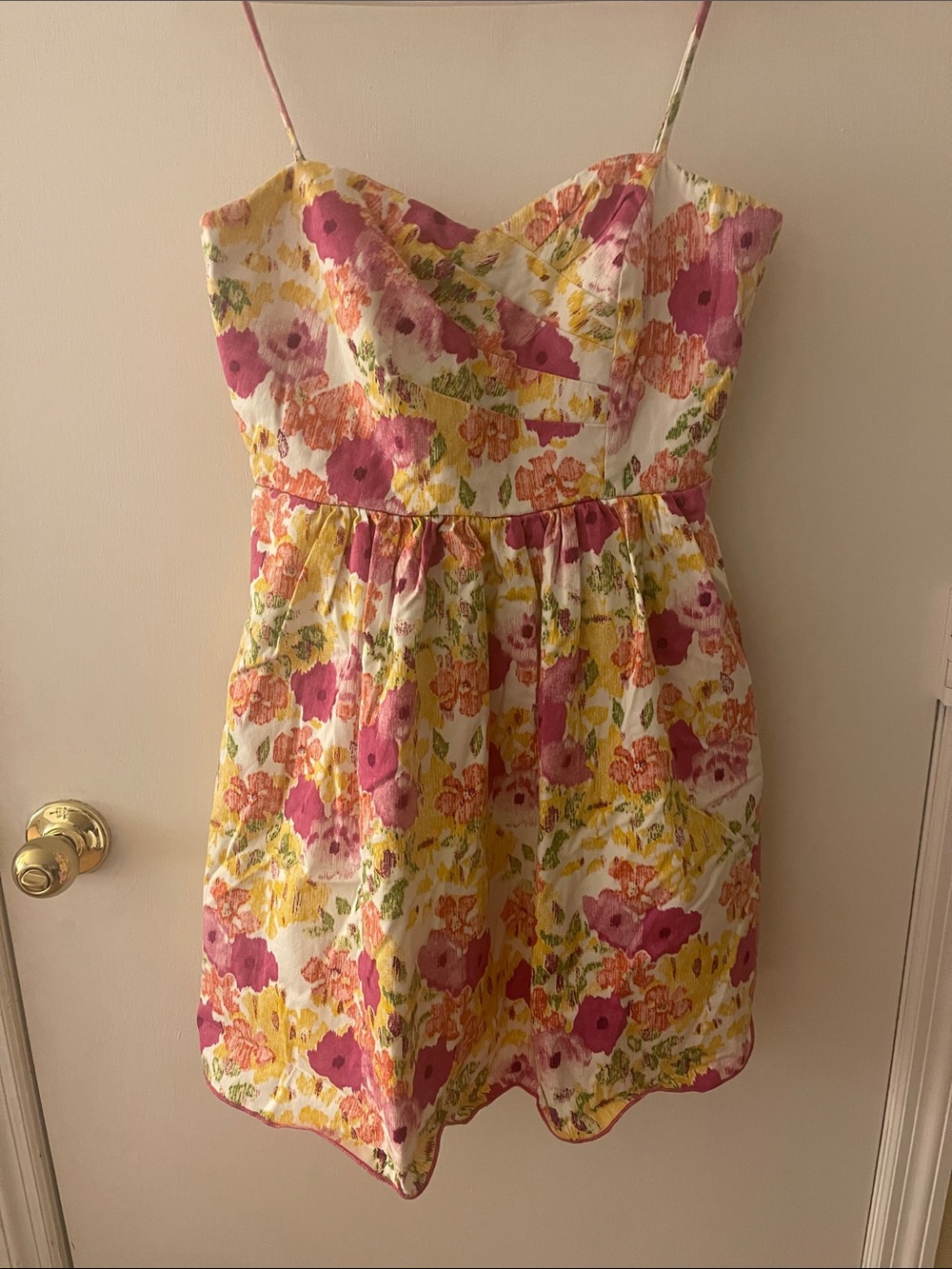 Trixxi White Floral Mini Dress with Pink and Yellow Blooms